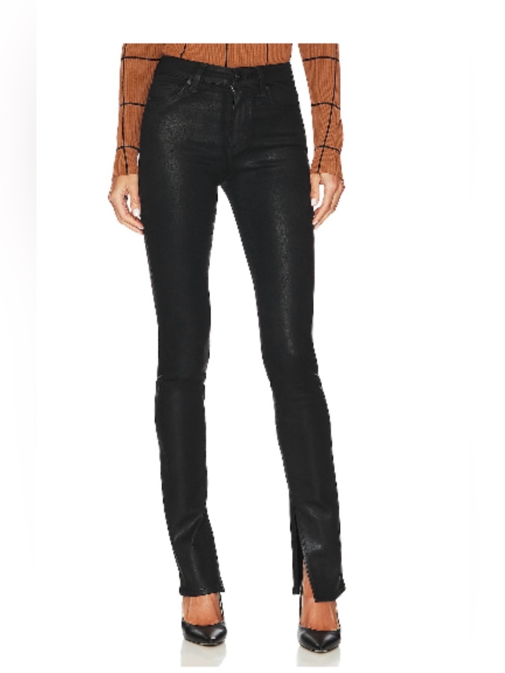 PAIGE Black Coated Skinny Jeans